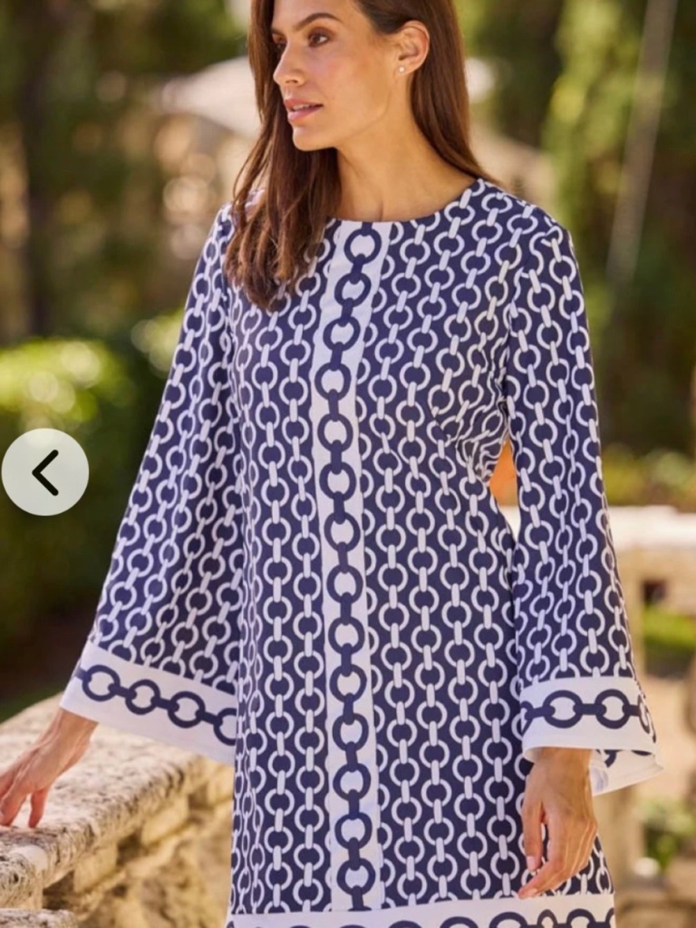 Jude Connally Renata Dress Navy White Chain Print Size M